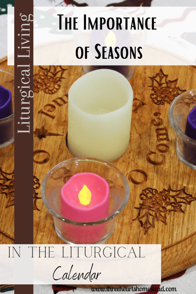 Picture of an advent wreath with a candle lit.