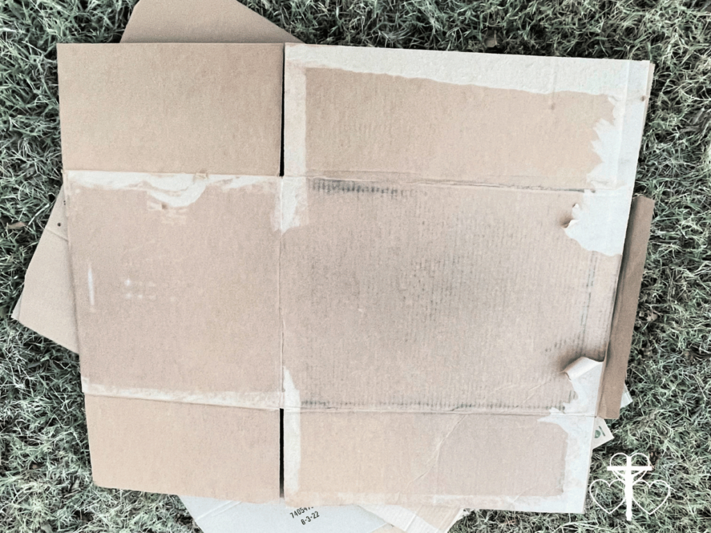 Picture of flattened cardboard boxes.